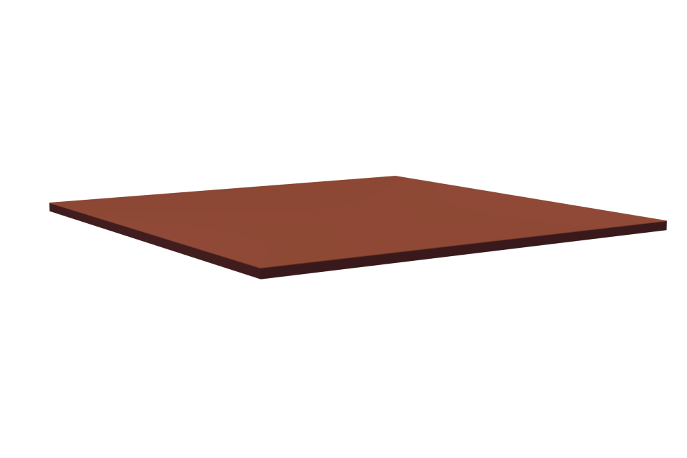 Tischplatte - Form Eckig - Länge 150,00 cm - Tiefe 150,00 cm - Radius 0,30 cm - Stärke 3 cm - Oberseite Linoleum, 4008 Brick - Kern Stäbchenplatte - Kante Linoleum, 4154 Burgundy - Kantenschräge 90°